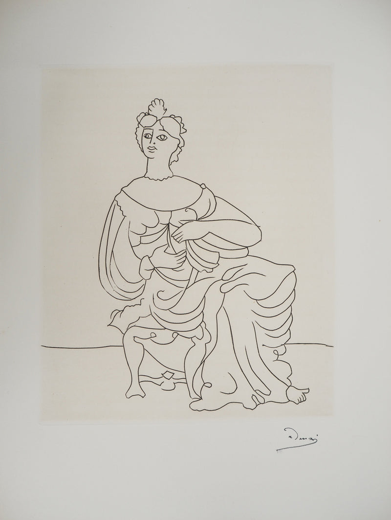 André DERAIN : Femme en grande robe, Gravure originale (vue générale) - Crédit photo : Galerie Art.Paris
