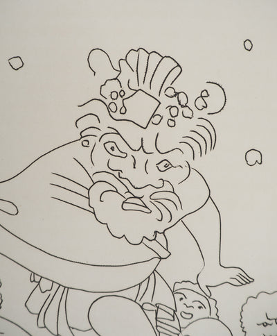 André DERAIN : Le comédien en pleine folie, Gravure originale (photo de détail 3) - Crédit photo : Galerie Art.Paris