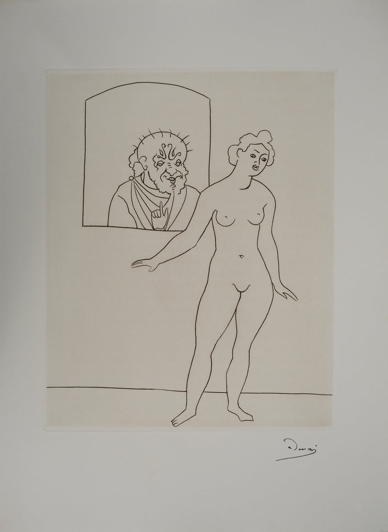André DERAIN : Le vieil homme et la jeune fille, Gravure originale (vue générale) - Crédit photo : Galerie Art.Paris