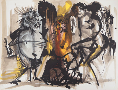 Raymond MORETTI : Hurlements nocturnes, Lithographie originale (vue générale) - Crédit photo : Galerie Art.Paris
