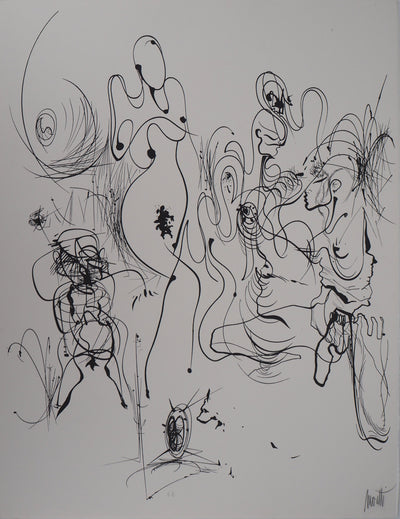 Raymond MORETTI : Silhouette féminine, Lithographie originale (vue générale) - Crédit photo : Galerie Art.Paris
