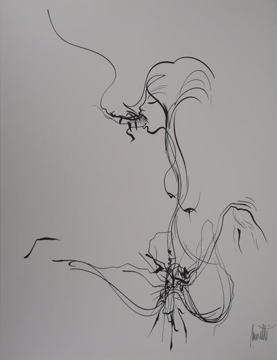 Raymond MORETTI : Moment d'intimité, Lithographie originale (vue générale) - Crédit photo : Galerie Art.Paris