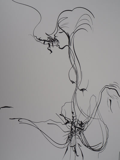 Raymond MORETTI : Moment d'intimité, Lithographie originale (photo de détail 3) - Crédit photo : Galerie Art.Paris