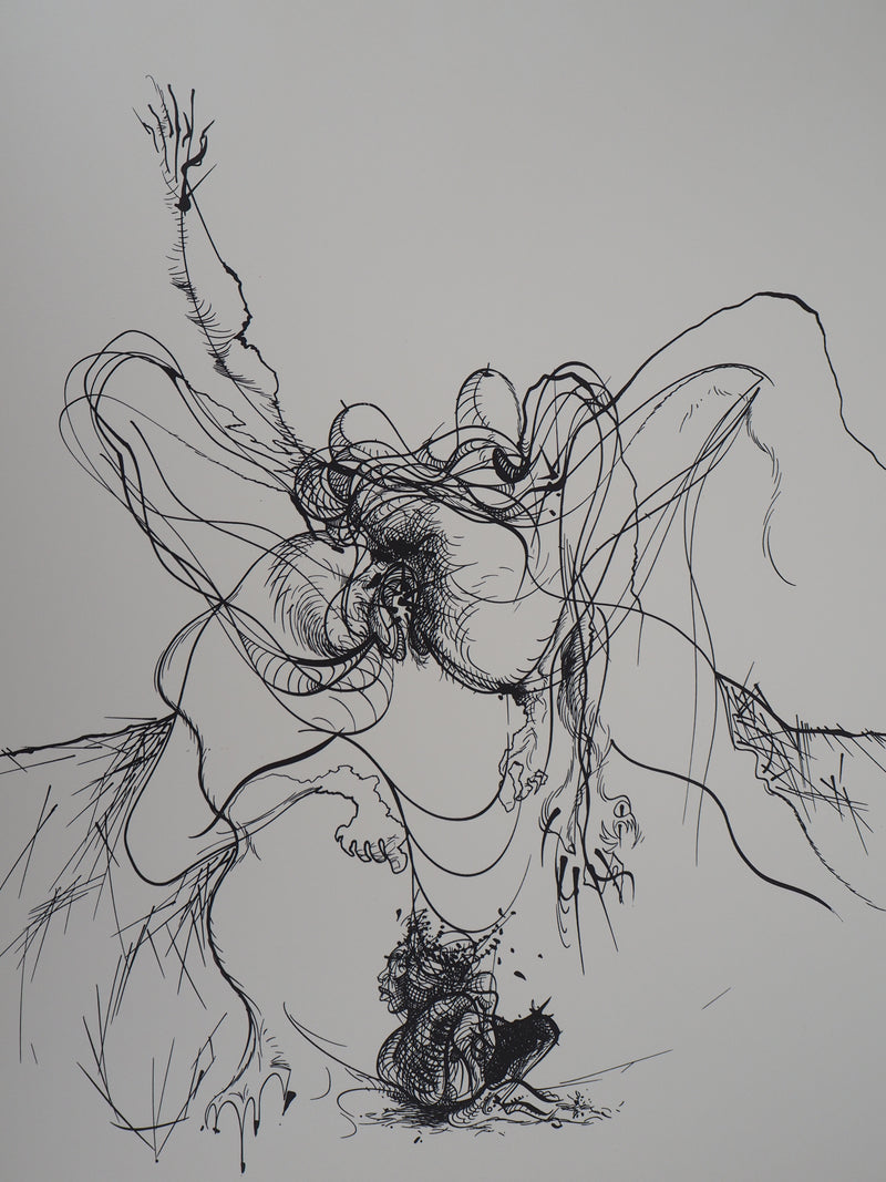 Raymond MORETTI : La chute, Lithographie originale (photo de détail 3) - Crédit photo : Galerie Art.Paris
