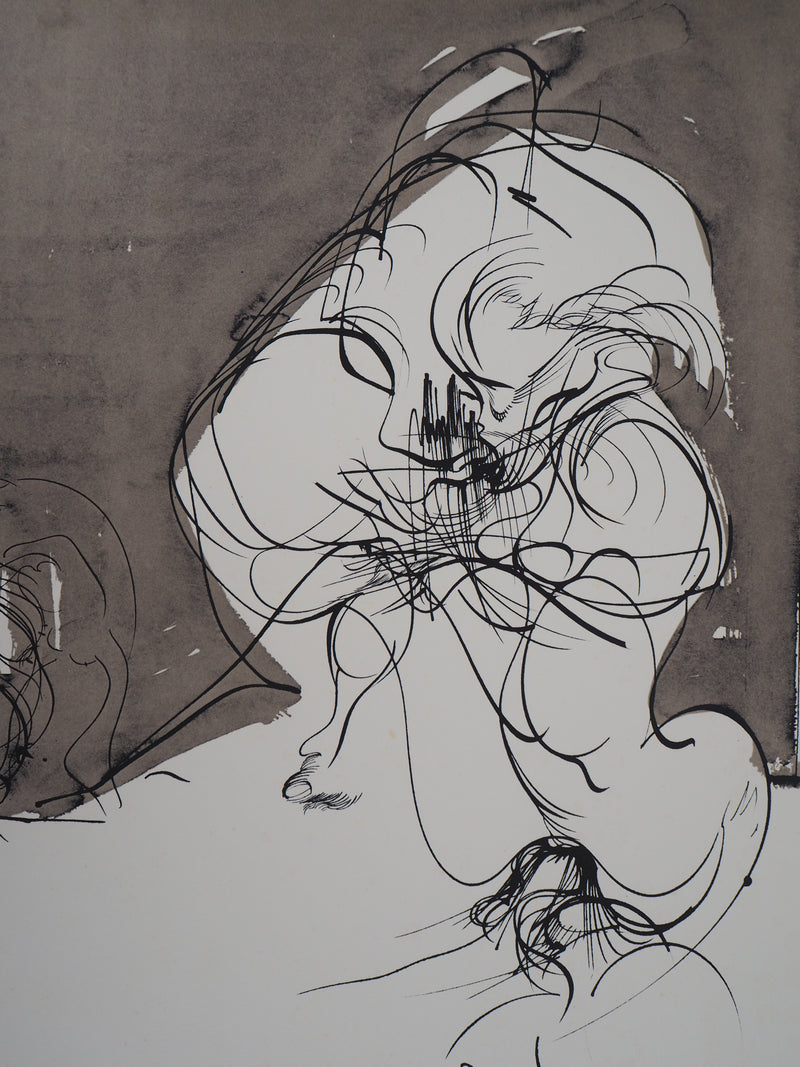 Raymond MORETTI : Jeune femme recroquevillée, Lithographie originale (photo de détail 3) - Crédit photo : Galerie Art.Paris