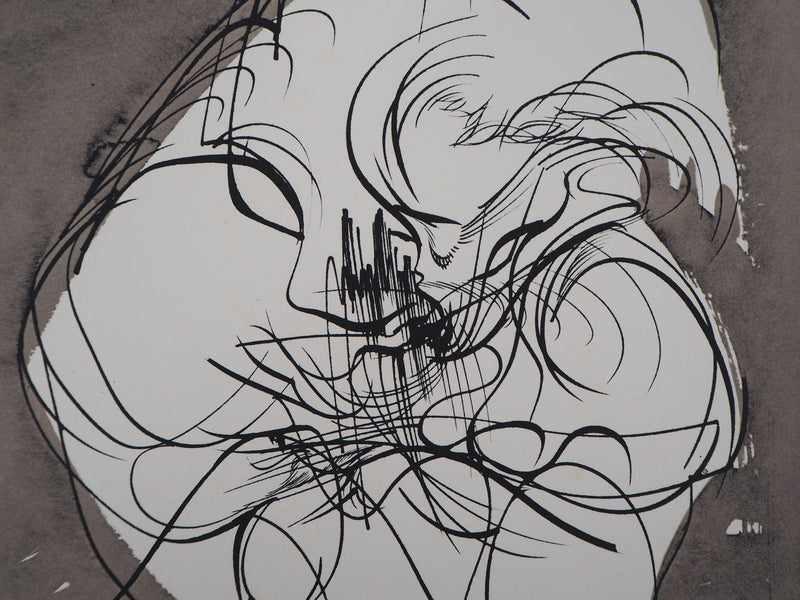 Raymond MORETTI : Jeune femme recroquevillée, Lithographie originale (photo de détail 4) - Crédit photo : Galerie Art.Paris