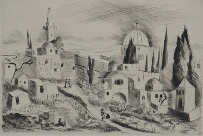 Madeleine MELSONN : Jérusalem, Gravure originale (photo de détail 3) - Crédit photo : Galerie Art.Paris