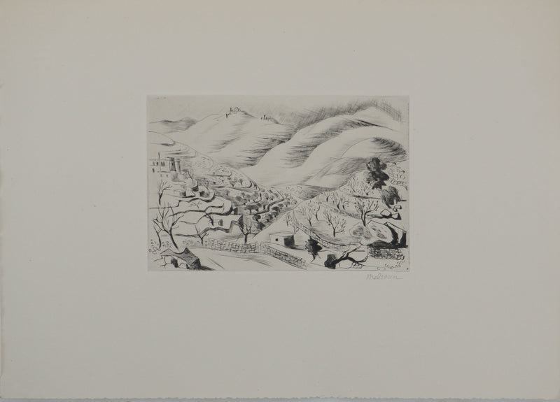 Madeleine MELSONN : Désert de Saint-Jean Baptiste, Gravure originale (photo de détail 3) - Crédit photo : Galerie Art.Paris