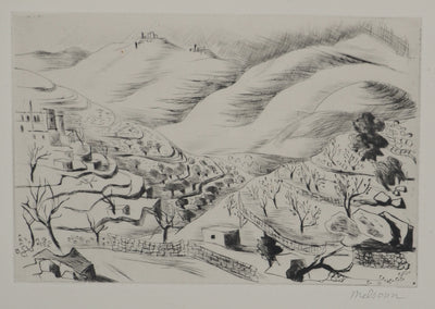Madeleine MELSONN : Désert de Saint-Jean Baptiste, Gravure originale (vue générale) - Crédit photo : Galerie Art.Paris