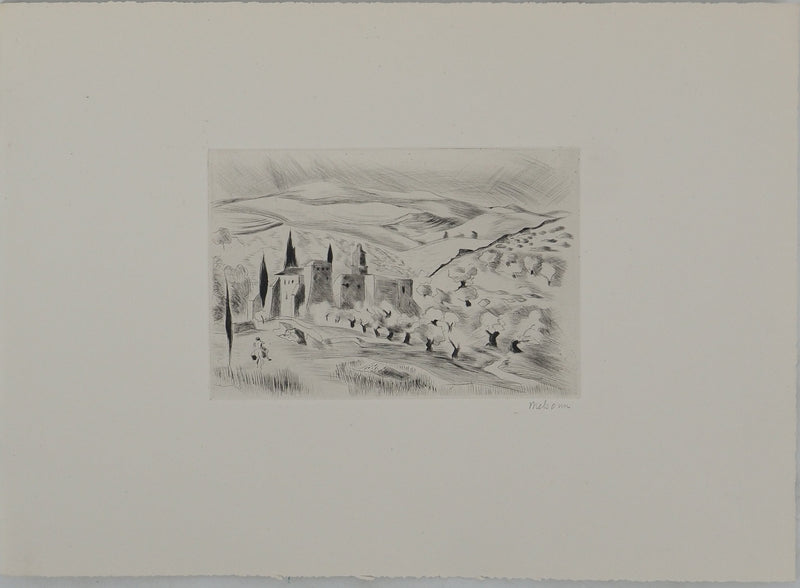 Madeleine MELSONN : Couvent grec, Gravure originale (photo de détail 3) - Crédit photo : Galerie Art.Paris