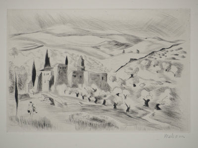 Madeleine MELSONN : Couvent grec, Gravure originale (vue générale) - Crédit photo : Galerie Art.Paris