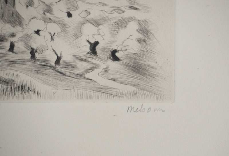 Madeleine MELSONN : Couvent grec, Gravure originale (photo de détail 2) - Crédit photo : Galerie Art.Paris