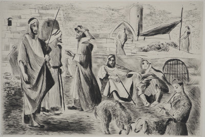Madeleine MELSONN : Les Bergers de Bethléem, Gravure originale (vue générale) - Crédit photo : Galerie Art.Paris