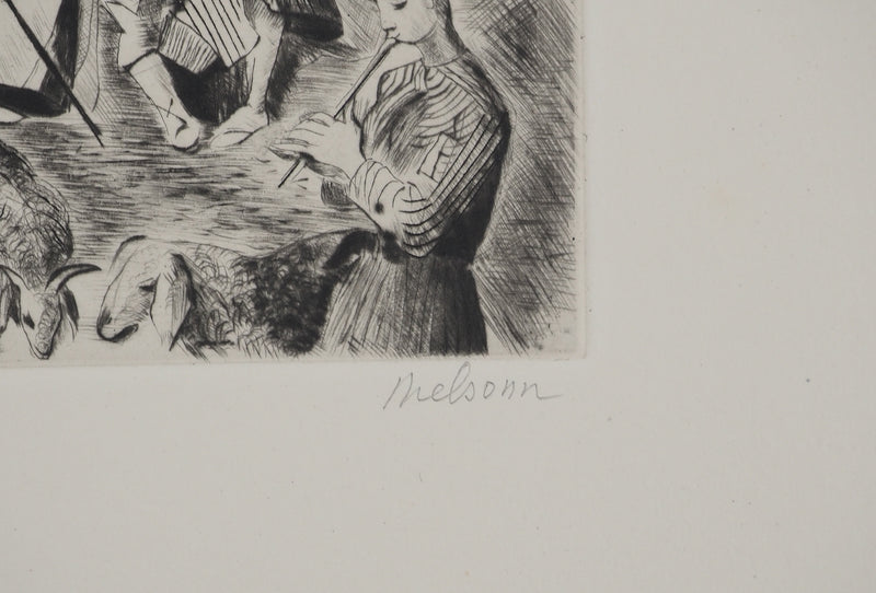 Madeleine MELSONN : Les Bergers de Bethléem, Gravure originale (photo de détail 2) - Crédit photo : Galerie Art.Paris