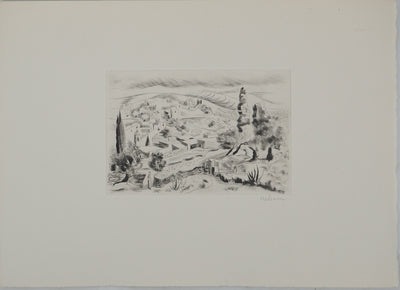 Madeleine MELSONN : Béthanie et route de Jéricho, Gravure originale (photo de détail 3) - Crédit photo : Galerie Art.Paris