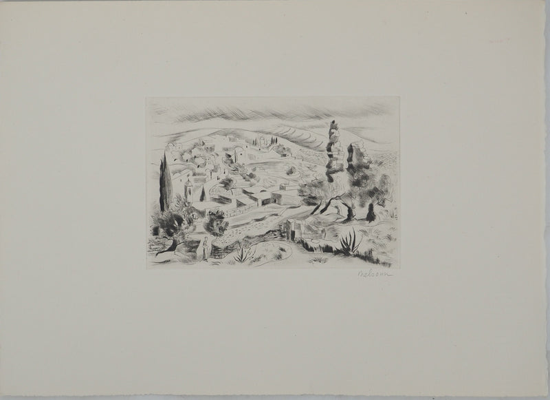 Madeleine MELSONN : Béthanie et route de Jéricho, Gravure originale (photo de détail 3) - Crédit photo : Galerie Art.Paris