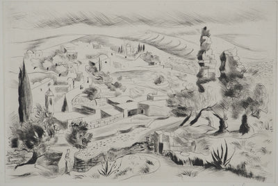 Madeleine MELSONN : Béthanie et route de Jéricho, Gravure originale (vue générale) - Crédit photo : Galerie Art.Paris