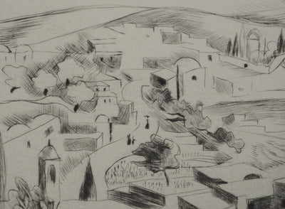 Madeleine MELSONN : Béthanie et route de Jéricho, Gravure originale (photo de détail 4) - Crédit photo : Galerie Art.Paris
