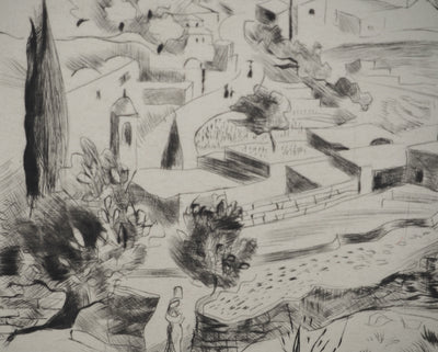 Madeleine MELSONN : Béthanie et route de Jéricho, Gravure originale (photo de détail 6) - Crédit photo : Galerie Art.Paris