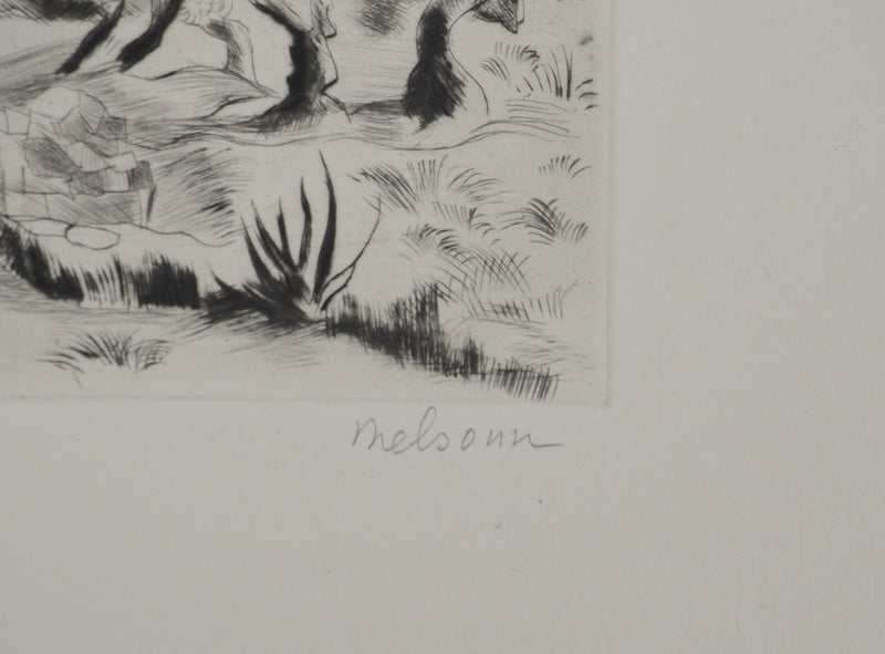 Madeleine MELSONN : Béthanie et route de Jéricho, Gravure originale (photo de détail 2) - Crédit photo : Galerie Art.Paris