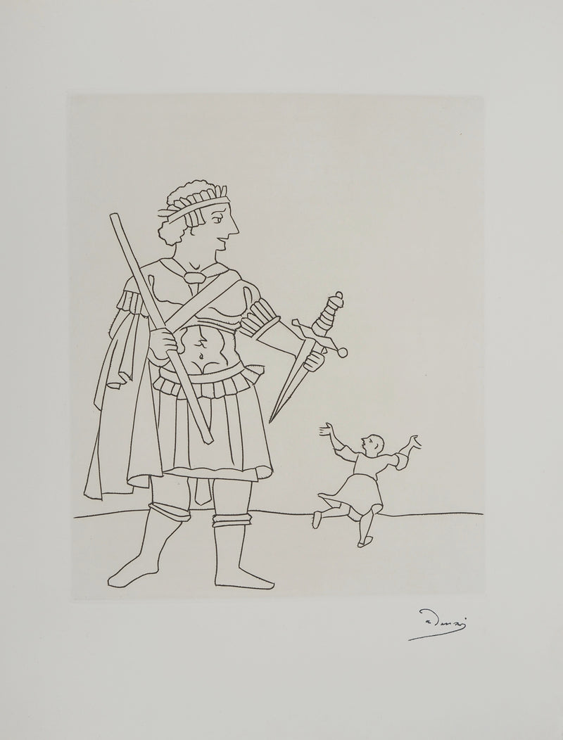 André DERAIN : Guerrier avec un poignard, Gravure originale (vue générale) - Crédit photo : Galerie Art.Paris