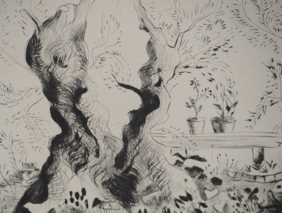 Madeleine MELSONN : Oliviers du Jardin de Gethsémani, Gravure originale (photo de détail 4) - Crédit photo : Galerie Art.Paris