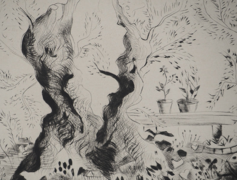 Madeleine MELSONN : Oliviers du Jardin de Gethsémani, Gravure originale (photo de détail 4) - Crédit photo : Galerie Art.Paris