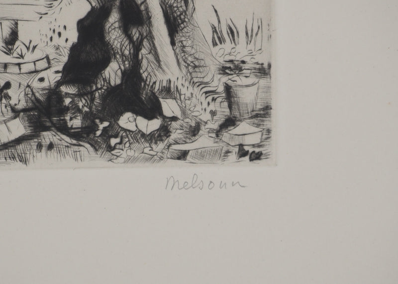 Madeleine MELSONN : Oliviers du Jardin de Gethsémani, Gravure originale (photo de détail 2) - Crédit photo : Galerie Art.Paris
