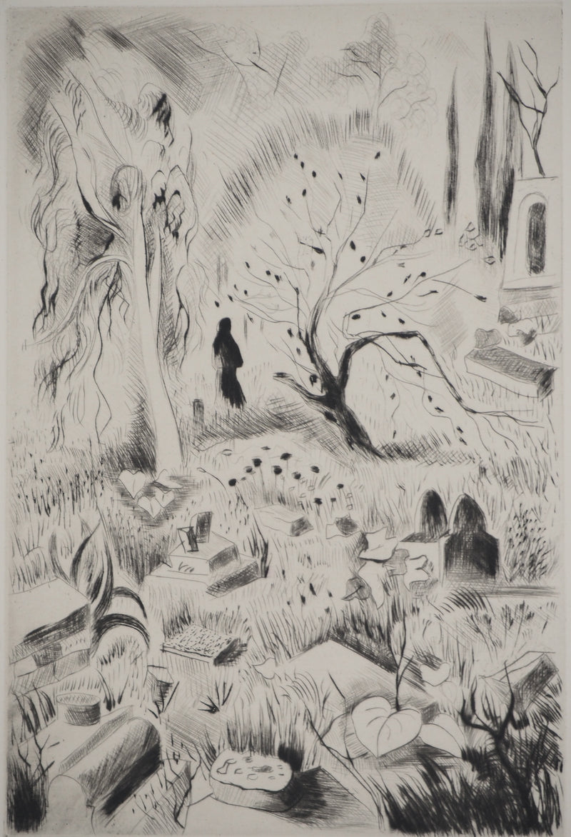 Madeleine MELSONN : Cimetière arabe, Gravure originale (vue générale) - Crédit photo : Galerie Art.Paris