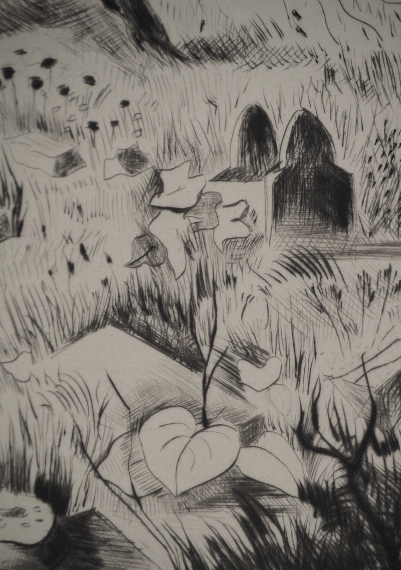 Madeleine MELSONN : Cimetière arabe, Gravure originale (photo de détail 5) - Crédit photo : Galerie Art.Paris