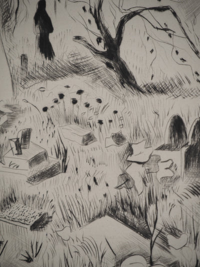 Madeleine MELSONN : Cimetière arabe, Gravure originale (photo de détail 6) - Crédit photo : Galerie Art.Paris
