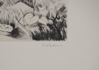 Madeleine MELSONN : Cimetière arabe, Gravure originale (photo de détail 2) - Crédit photo : Galerie Art.Paris