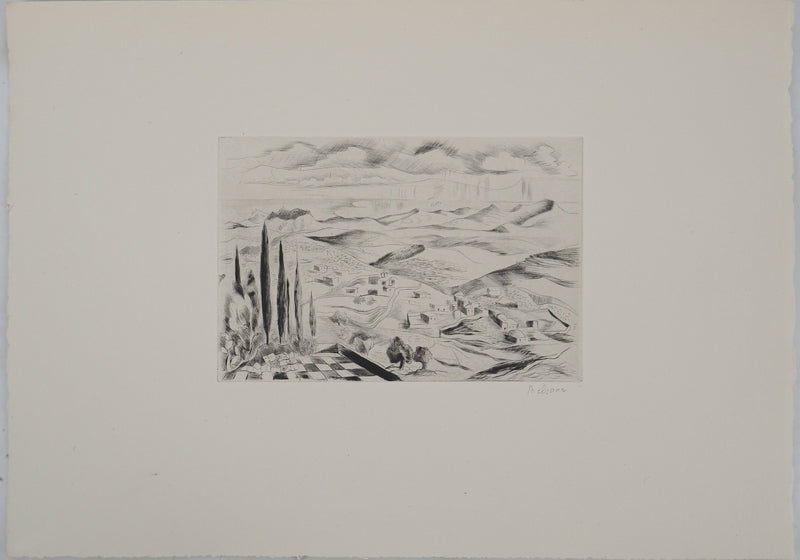 Madeleine MELSONN : Désert de Juda et la Mer Morte, Gravure originale (photo de détail 3) - Crédit photo : Galerie Art.Paris