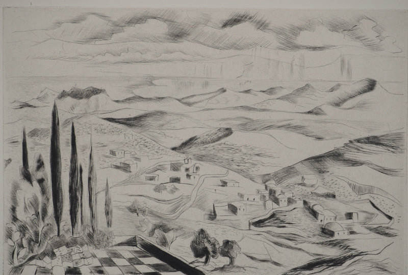 Madeleine MELSONN : Désert de Juda et la Mer Morte, Gravure originale (vue générale) - Crédit photo : Galerie Art.Paris