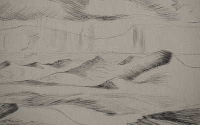 Madeleine MELSONN : Désert de Juda et la Mer Morte, Gravure originale (photo de détail 6) - Crédit photo : Galerie Art.Paris