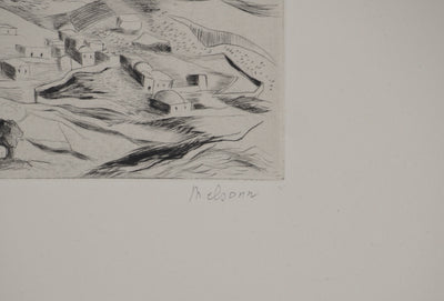 Madeleine MELSONN : Désert de Juda et la Mer Morte, Gravure originale (photo de détail 2) - Crédit photo : Galerie Art.Paris