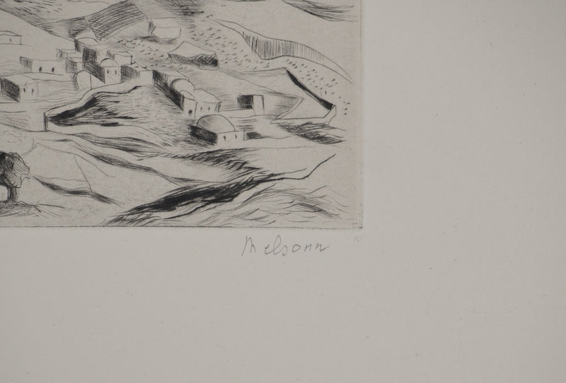 Madeleine MELSONN : Désert de Juda et la Mer Morte, Gravure originale (photo de détail 2) - Crédit photo : Galerie Art.Paris