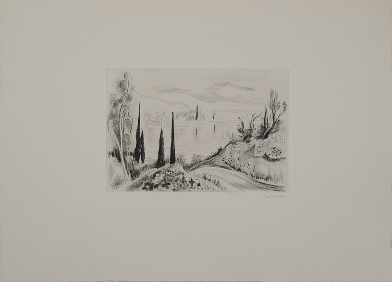 Madeleine MELSONN : Lac de Tibériade le matin, Gravure originale (photo de détail 3) - Crédit photo : Galerie Art.Paris