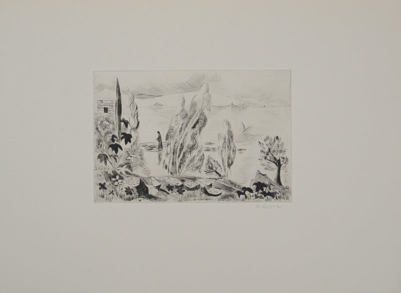Madeleine MELSONN : Lac de Tibériade vers Capharnaüm, Gravure originale (photo de détail 3) - Crédit photo : Galerie Art.Paris