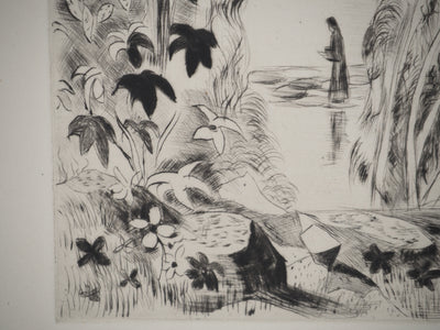 Madeleine MELSONN : Lac de Tibériade vers Capharnaüm, Gravure originale (photo de détail 4) - Crédit photo : Galerie Art.Paris