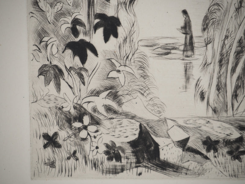 Madeleine MELSONN : Lac de Tibériade vers Capharnaüm, Gravure originale (photo de détail 4) - Crédit photo : Galerie Art.Paris