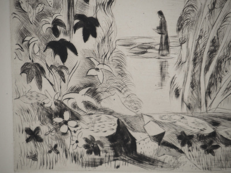 Madeleine MELSONN : Lac de Tibériade vers Capharnaüm, Gravure originale (photo de détail 5) - Crédit photo : Galerie Art.Paris