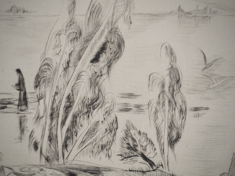 Madeleine MELSONN : Lac de Tibériade vers Capharnaüm, Gravure originale (photo de détail 6) - Crédit photo : Galerie Art.Paris
