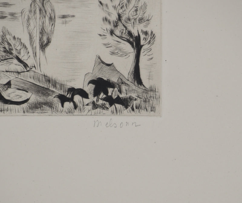 Madeleine MELSONN : Lac de Tibériade vers Capharnaüm, Gravure originale (photo de détail 2) - Crédit photo : Galerie Art.Paris