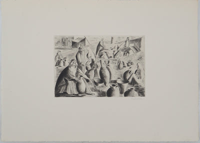 Madeleine MELSONN : Les potiers, Gravure originale (photo de détail 3) - Crédit photo : Galerie Art.Paris