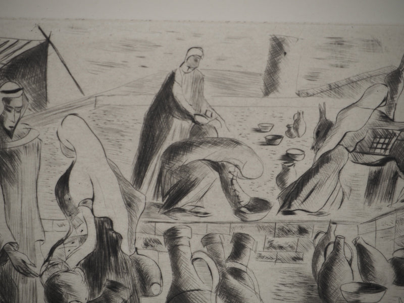 Madeleine MELSONN : Les potiers, Gravure originale (photo de détail 5) - Crédit photo : Galerie Art.Paris
