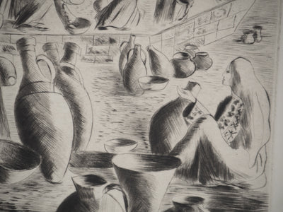 Madeleine MELSONN : Les potiers, Gravure originale (photo de détail 6) - Crédit photo : Galerie Art.Paris