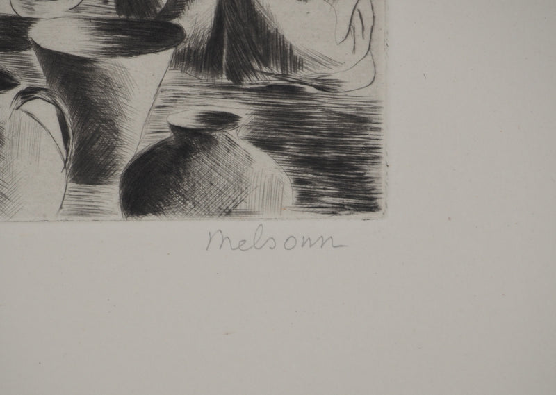 Madeleine MELSONN : Les potiers, Gravure originale (photo de détail 2) - Crédit photo : Galerie Art.Paris
