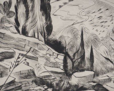 Madeleine MELSONN : Cimetière juif dans la vallée de Josaphat, Gravure originale (photo de détail 4) - Crédit photo : Galerie Art.Paris