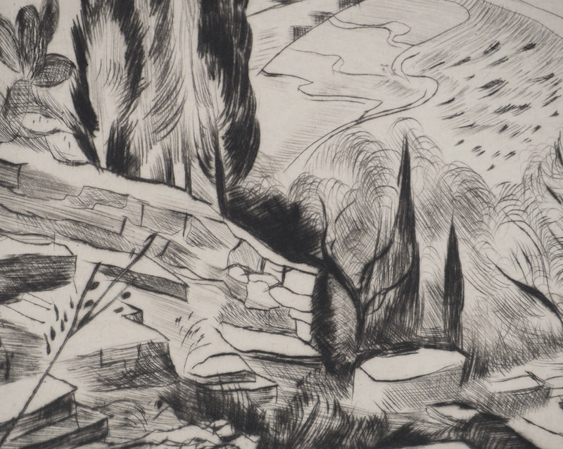 Madeleine MELSONN : Cimetière juif dans la vallée de Josaphat, Gravure originale (photo de détail 4) - Crédit photo : Galerie Art.Paris